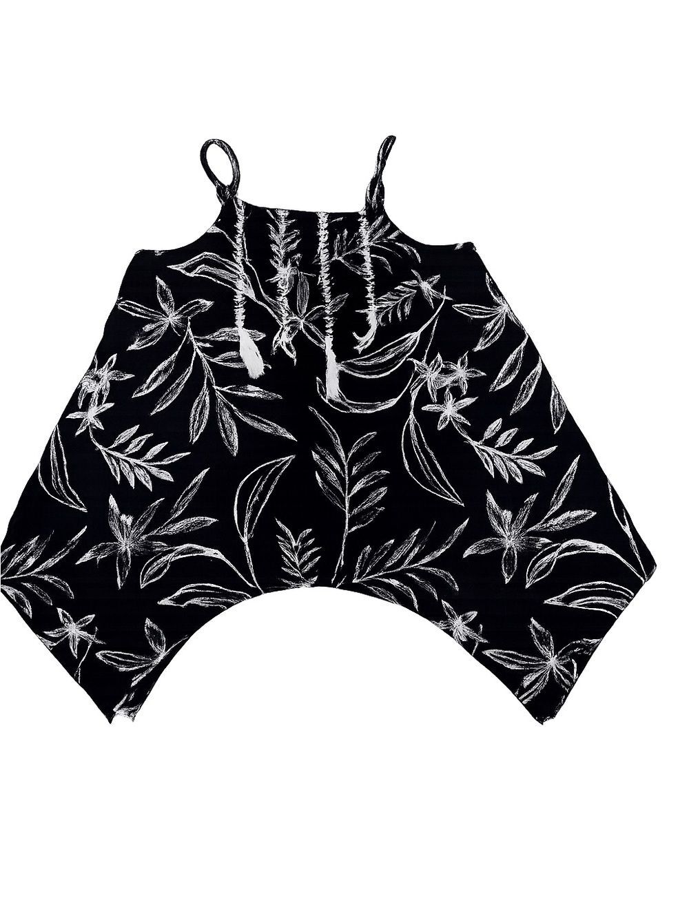 Old Navy Girls Black & White Floral Print Tank Top - Size 6/7